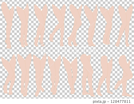 Female leg model illustration collection 2-17 knee right front 1. A set of illustrations of various poses of the lower body Female leg model illustration collection 2-17 knee right front 1. A set of illustrations of various poses of the lower body 128477811