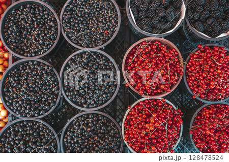 Top View of Fresh Berries. Healthy and Colorful Top View of Fresh Berries. Healthy and Colorful 128478524