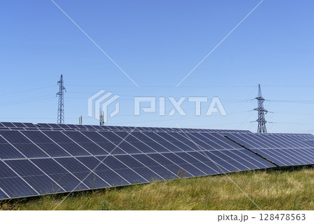 Solar Panels in Summer. Clean Renewable Energy Solar Panels in Summer. Clean Renewable Energy 128478563