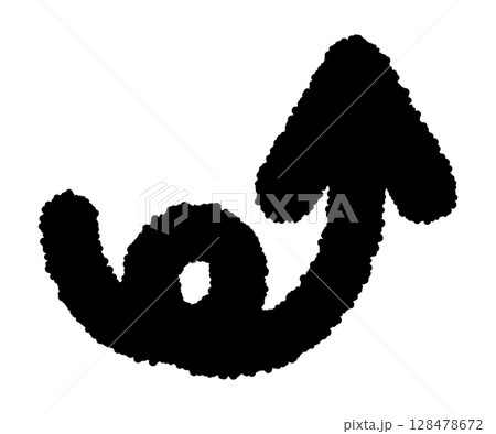右上にくるっとカールしている黒いクレヨン画の矢印アイコン 右上にくるっとカールしている黒いクレヨン画の矢印アイコン 128478672