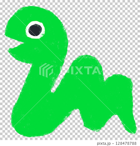 クレヨンタッチ　巳年　蛇　手描きイラスト 128478788