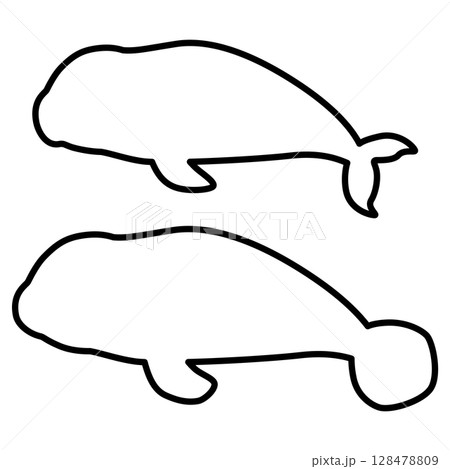 ジュゴンとマナティの線画 128478809