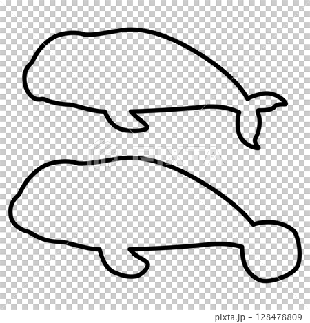 儒艮與海牛的線條畫 128478809