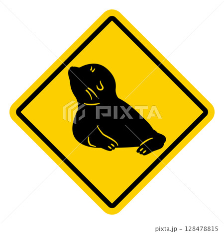 アシカ注意の標識イラスト アシカ注意の標識イラスト 128478815