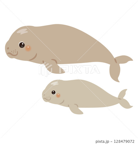 ジュゴンの親子イラスト 128479072