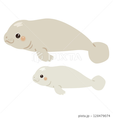 マナティの親子イラスト 128479074