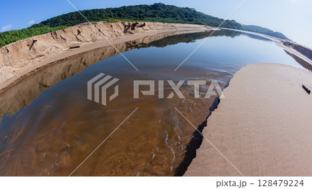 Rivermouth Water Flowing Beach Ocean 128479224