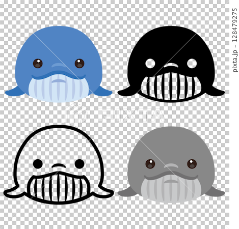 Whale face icon set 128479275
