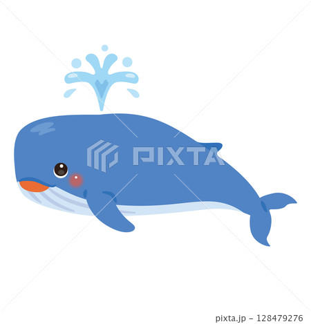 潮吹きをするクジラのイラスト 潮吹きをするクジラのイラスト 128479276