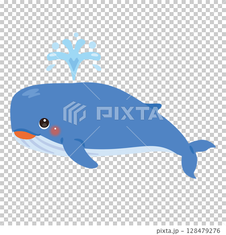 潮吹きをするクジラのイラスト 潮吹きをするクジラのイラスト 128479276