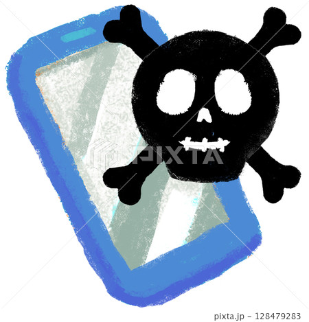 クレヨンタッチ スマートフォン 手描きイラスト クレヨンタッチ スマートフォン 手描きイラスト 128479283