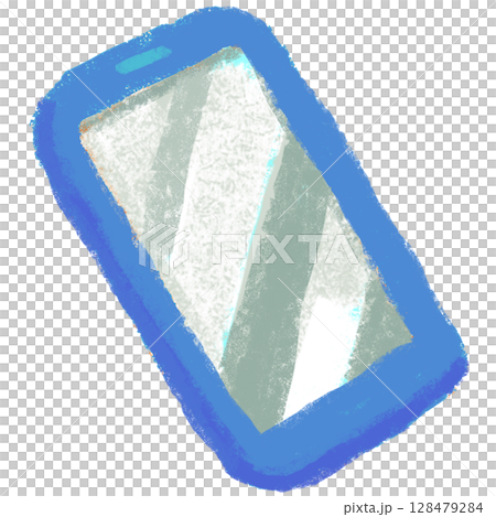 Crayon touch smartphone hand-drawn illustration 128479284