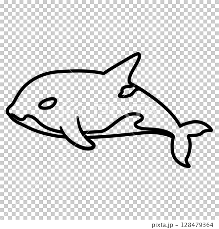 Line drawing of a killer whale looking sideways Line drawing of a killer whale looking sideways 128479364