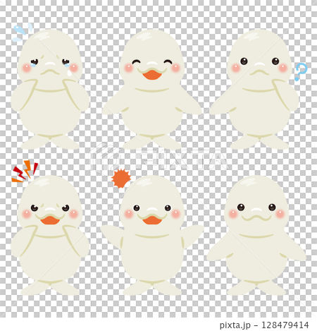 シロイルカのキャラクターイラスト　表情セット 128479414