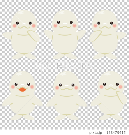 Beluga whale character illustration set pointing 128479415