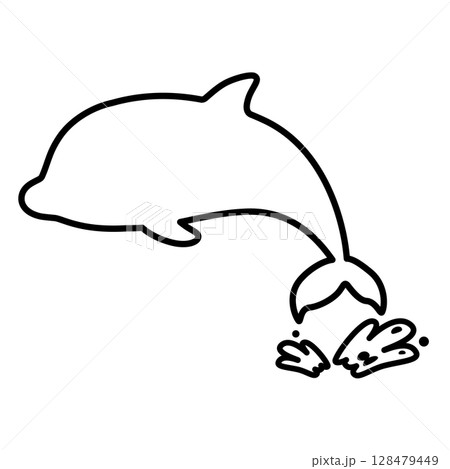 ジャンプするイルカの線画 ジャンプするイルカの線画 128479449