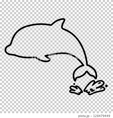 ジャンプするイルカの線画 ジャンプするイルカの線画 128479449