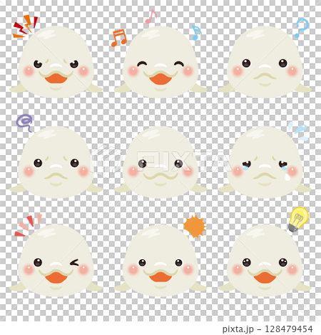シロイルカのイラストセット　顔表情のみ 128479454