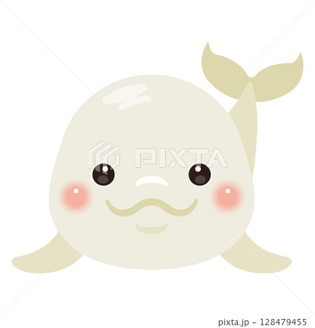 正面から見たシロイルカのイラスト 正面から見たシロイルカのイラスト 128479455