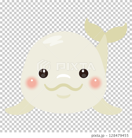 正面から見たシロイルカのイラスト 正面から見たシロイルカのイラスト 128479455