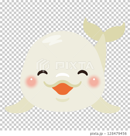 從正面看微笑的白鯨插圖 128479456