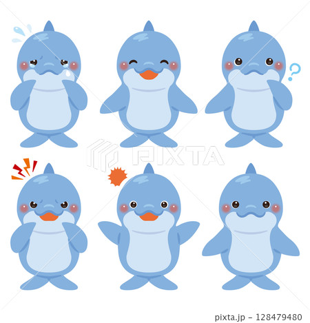 イルカのキャラクターイラスト　表情セット 128479480