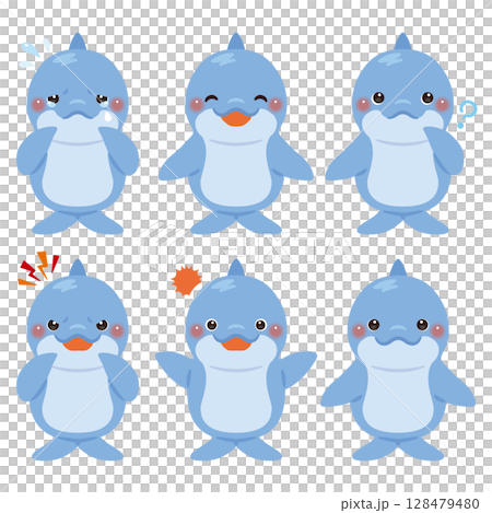 海豚人物插圖臉部表情集 海豚人物插圖臉部表情集 128479480