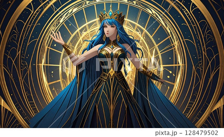 青い髪をした魔法使い・女神のイメージ 128479502