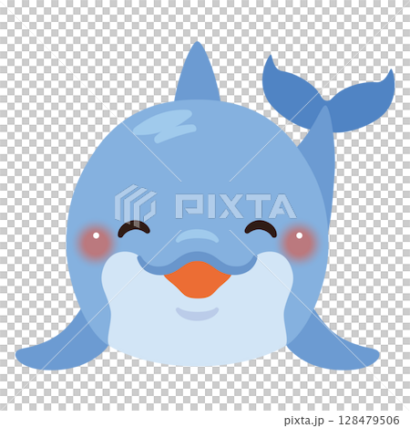 正面から見た笑顔のイルカのイラスト 128479506