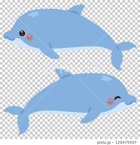 イルカの横向きイラストセット 128479507