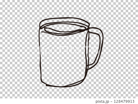 ゆるい線画のコーヒーカップのイラスト 128479913