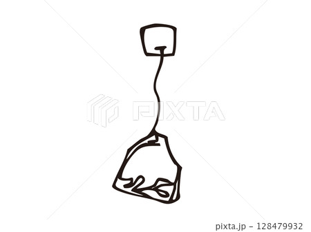 ティーバッグの手描き線画イラスト 128479932