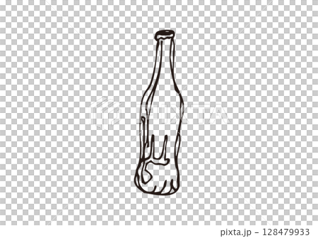 一瓶果汁的手繪線條藝術插圖 128479933