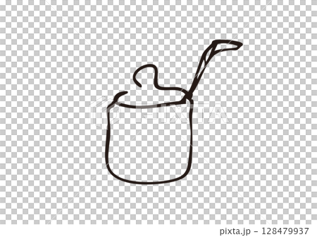 Sugar pot hand drawn line illustration Sugar pot hand drawn line illustration 128479937