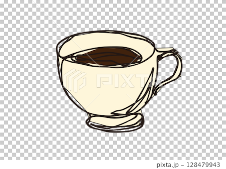 Loose line drawing of a coffee cup illustration 128479943