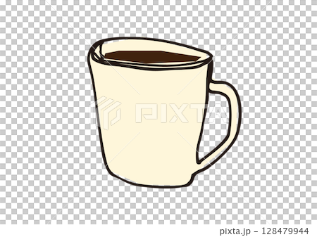 咖啡杯插圖的鬆散線條畫 咖啡杯插圖的鬆散線條畫 128479944