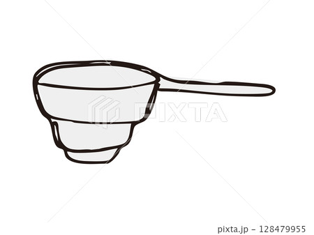 コーヒーメジャースプーンの手描きイラスト コーヒーメジャースプーンの手描きイラスト 128479955