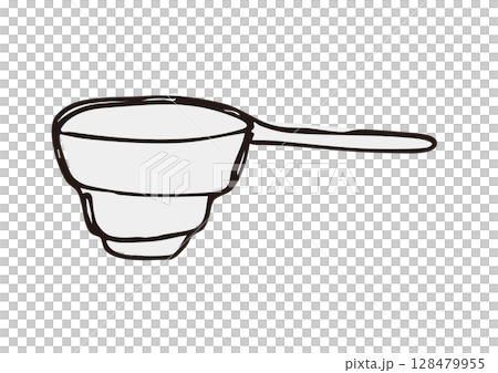コーヒーメジャースプーンの手描きイラスト コーヒーメジャースプーンの手描きイラスト 128479955