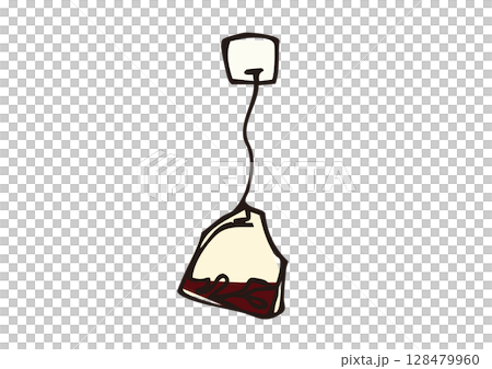 Tea bag hand drawn line illustration Tea bag hand drawn line illustration 128479960