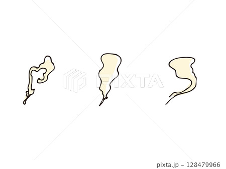 湯気の手描き線画イラスト 湯気の手描き線画イラスト 128479966