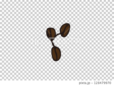 咖啡豆手繪線條藝術插圖 咖啡豆手繪線條藝術插圖 128479970