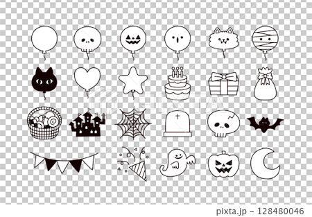 ハロウィンのアイコンセット 128480046