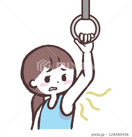 脇のにおいが気になる女性のイラスト 128480436