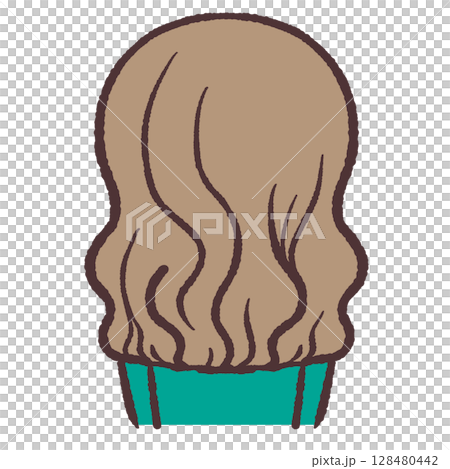 Illustration of a woman with perm facing backwards 128480442