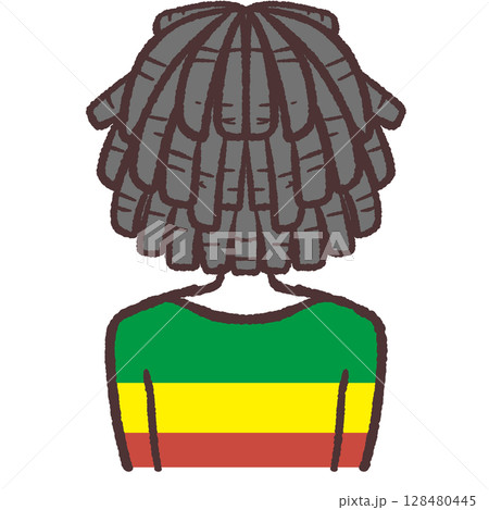 ドレッドヘアの人の後ろ向きイラスト 128480445