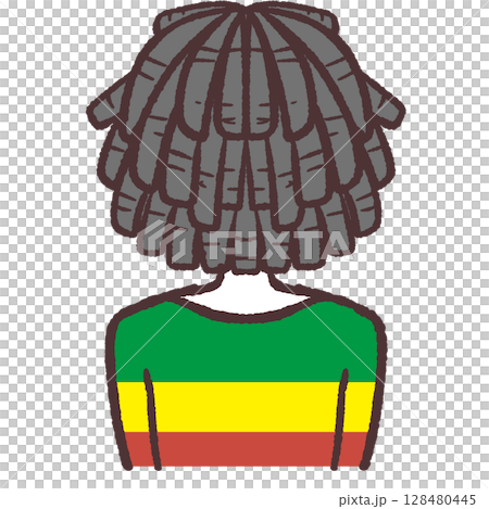 ドレッドヘアの人の後ろ向きイラスト 128480445