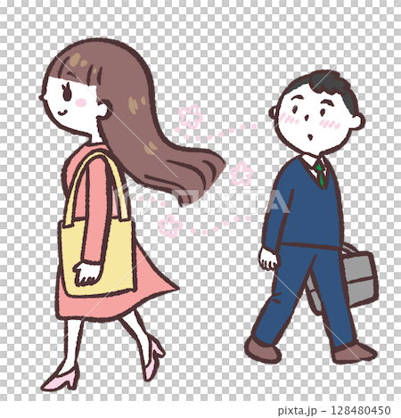 Illustration of a woman with nice smelling hair Illustration of a woman with nice smelling hair 128480450