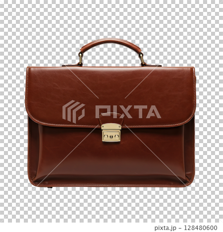 Brown leather briefcase with a golden clasp, perfect for business concepts 128480600