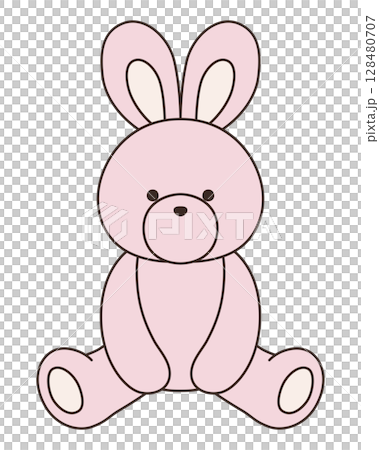 Vector illustration of a cute stuffed rabbit. Rabbit, icon, sitting 128480707