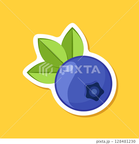 Blueberry fruit paper sticker icon in flat style. Bilberry vector illustration on isolated background. Sweet berry sign business concept. Blueberry fruit paper sticker icon in flat style. Bilberry vector illustration on isolated background. Sweet berry sign business concept. 128481230